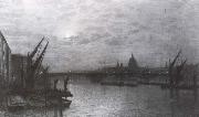 Atkinson Grimshaw The Thames by Moonlight with Southmark Bridge oil painting artist